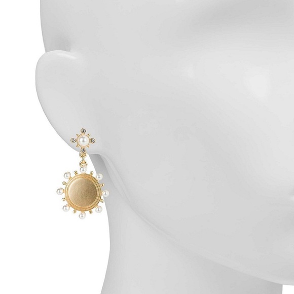 Patricia Pearl Disc Drop Earrings - Picture 2 of 3